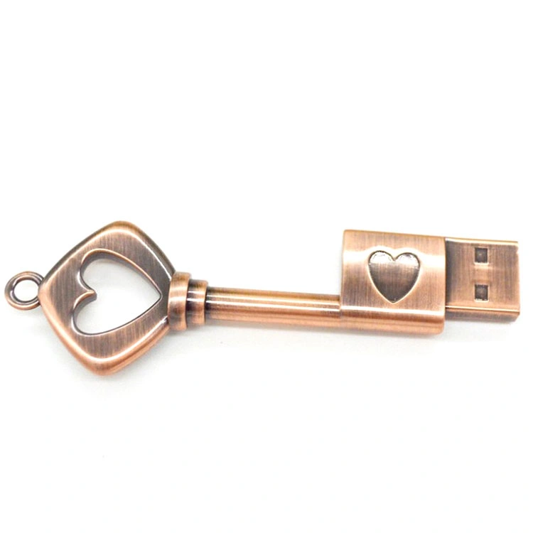 Custom Logo Antique Key Love USB Flash Drive Pendrive Stick Disk