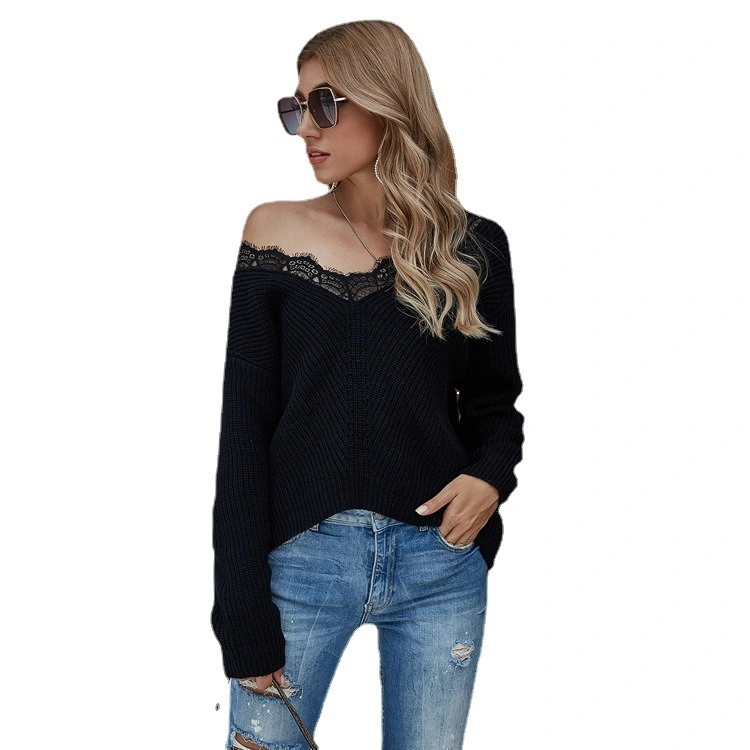 Women's Long Sleeve Snap Button Down Loose Fit Sweater Cashmere Winter Custom Knit Sweater