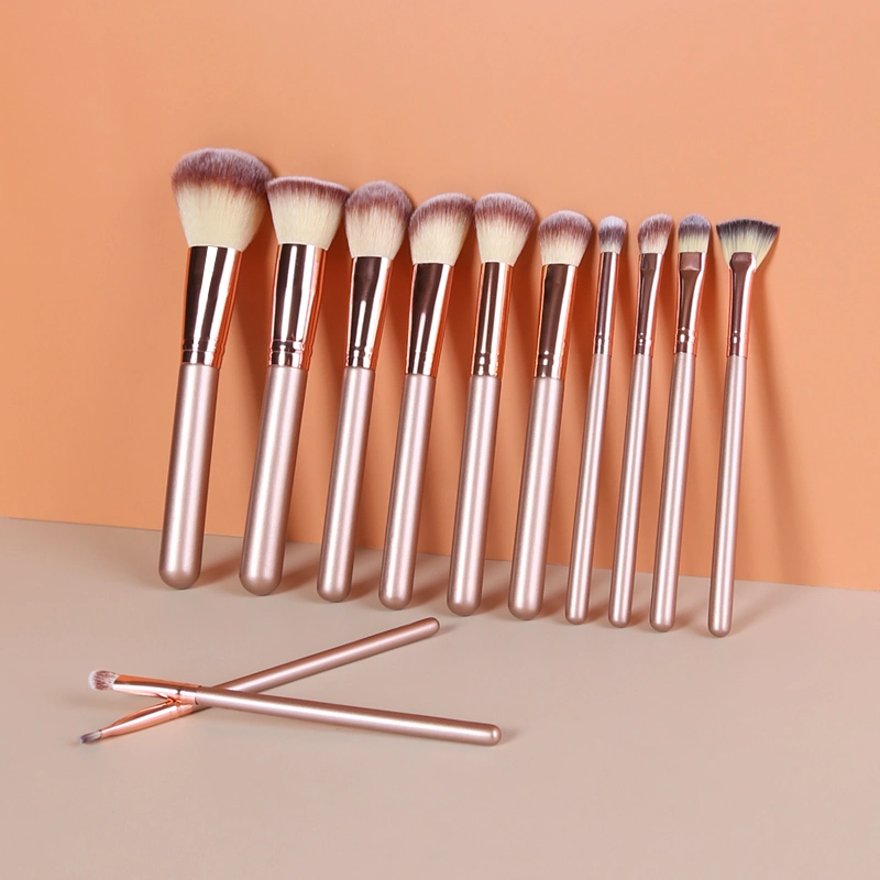 Professionelle 12pcs kosmetische Bürsten Kit ODM OEM Fabrik Luxus Rose Gold Make-up Bürsten Set mit Reise-Portable-Tasche