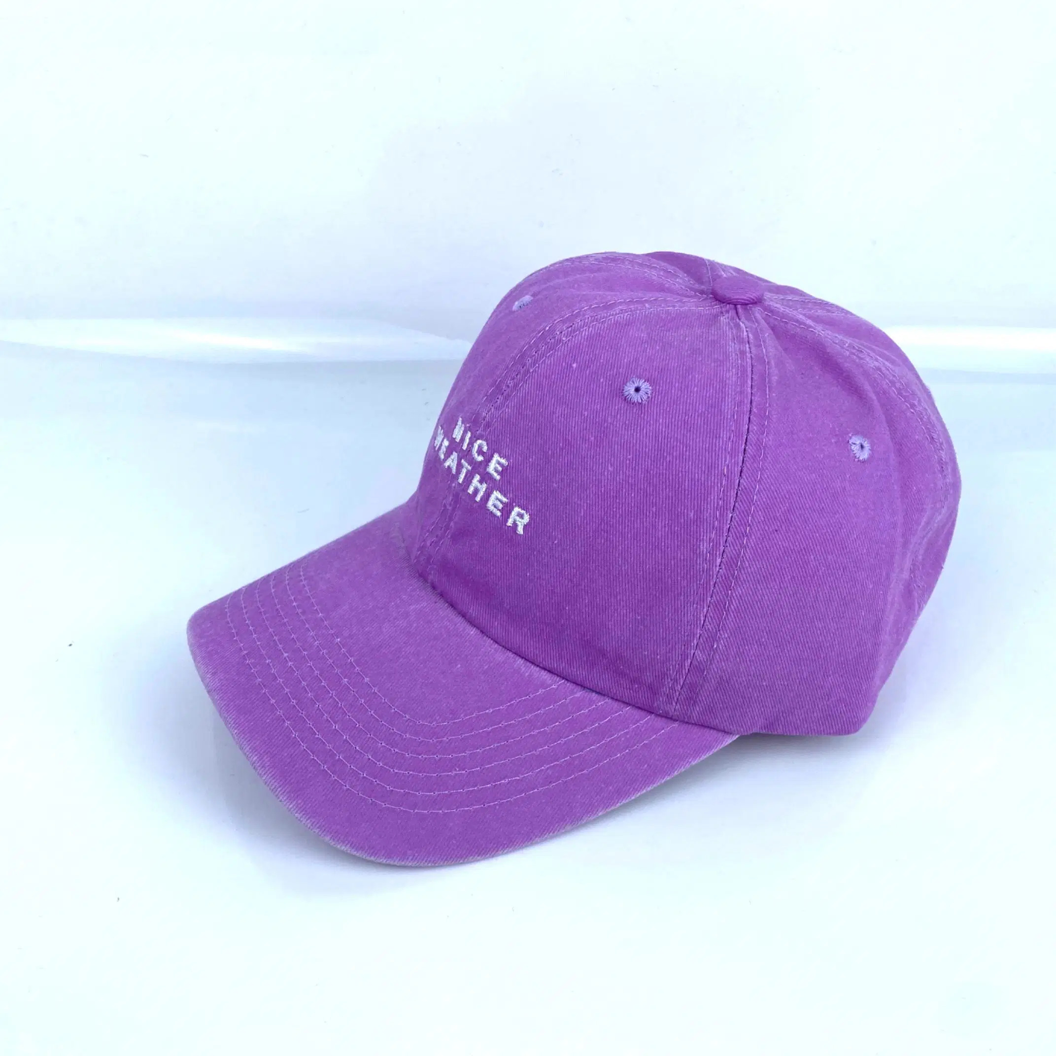 6 Panel Coated Wash Baseball Cap in Cotton Twill Fabric Front with Flat Embroidery Cap