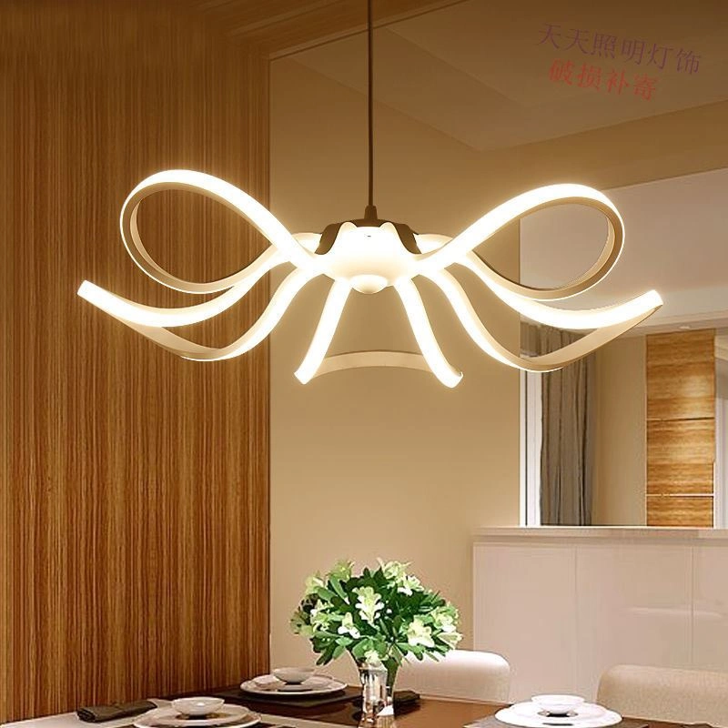 Smart Remote Control Pendant LED Light Dimmable Hanging Ceiling Lamp Round Chandelier