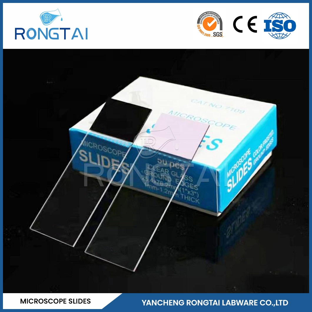 Los fabricantes de equipos de laboratorio químico Rongtai Portaobjetos esmerilados 7.107 China 7101 7102 7105 7109 7.107 diapositivas de vidrio esmerilado único