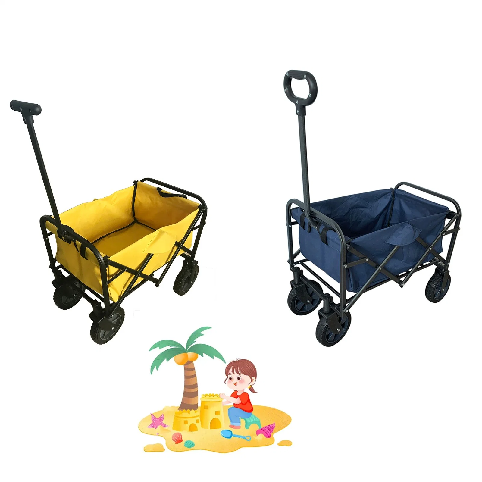 Foldable Garden Cart Beach Wagon Folding Beach Trolleys for Kids with Universal Wheel