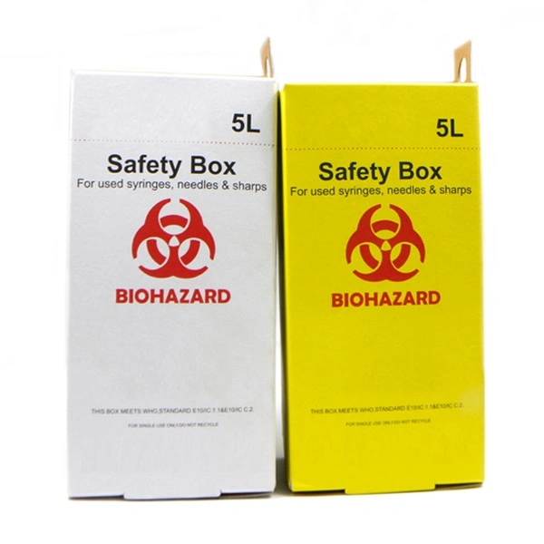 Disposable Medical 5L Paper Biohazard Sharps Container Safety Box for Used Syringes