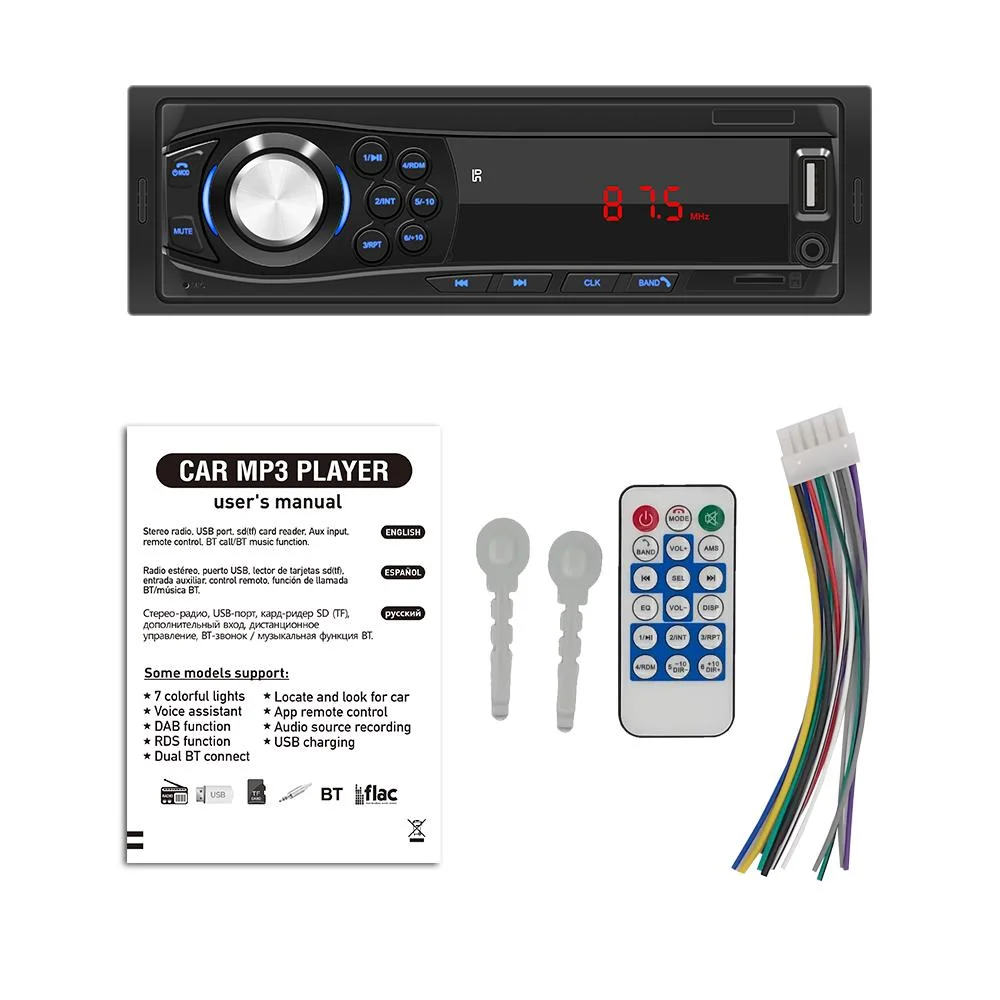 Acessórios para automóvel Leitor de MP3 estéreo Rádio com visor LCD
