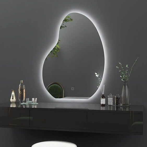 قاعة Salon Mirror Smart Dimming Living Room زخرفية فاخرة ذات جدار كبير مرآة LED RGB