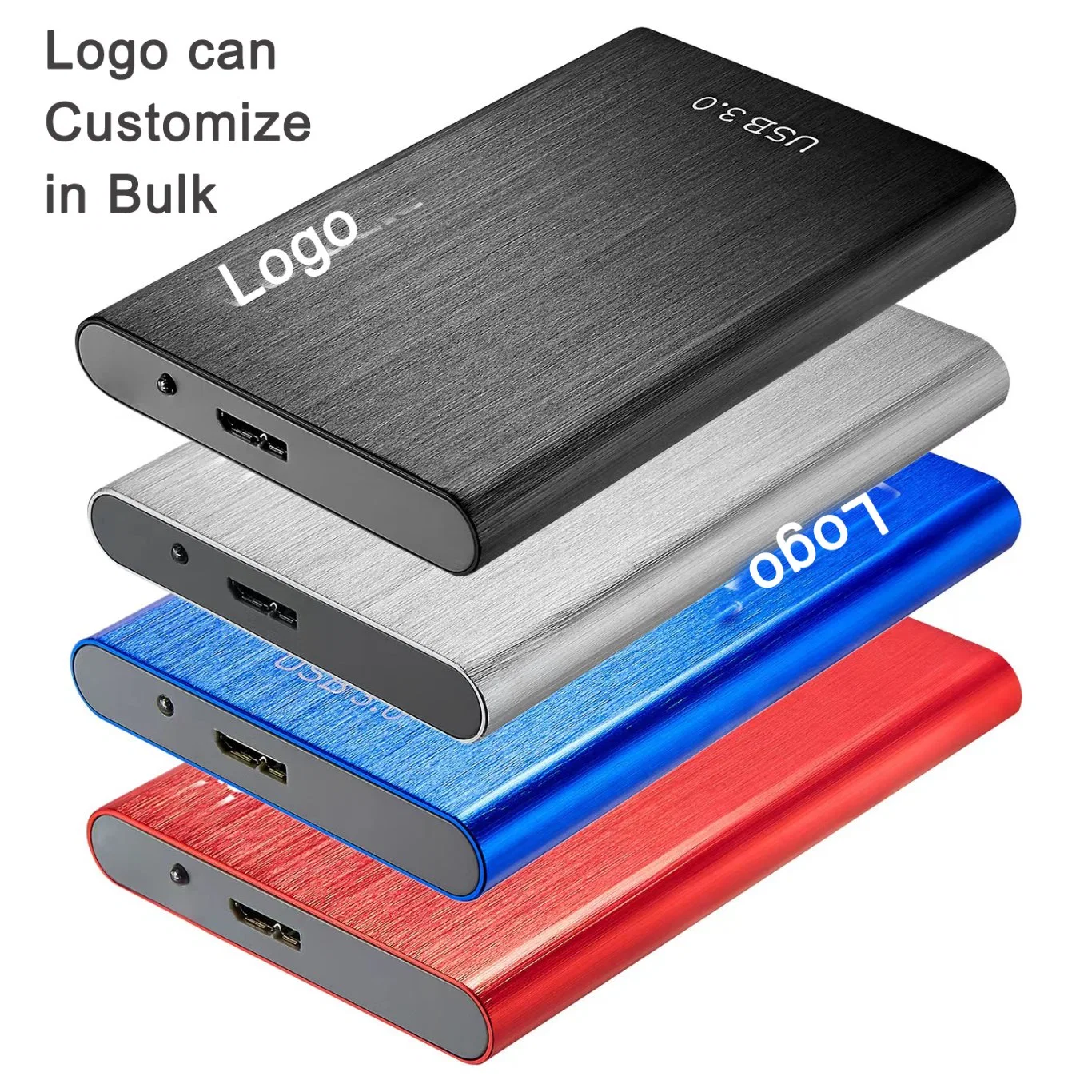 Portable 2.5" HDD Hard Drive 500GB 1tb 2tb (Logo can Customize in Bulk) USB 3.0 External Hard Drive 2.5 Inch Hard Disk Compatible with USB 2.0