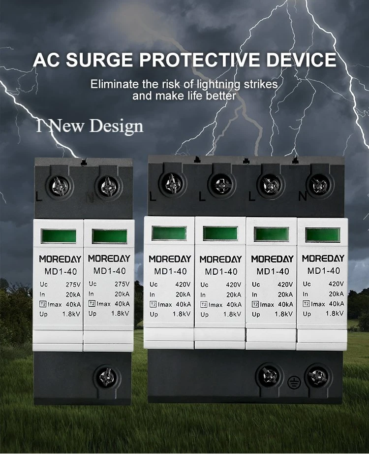 Moreday New Style AC Surge Protector SPD 385V 20ka 40ka 1.8kv