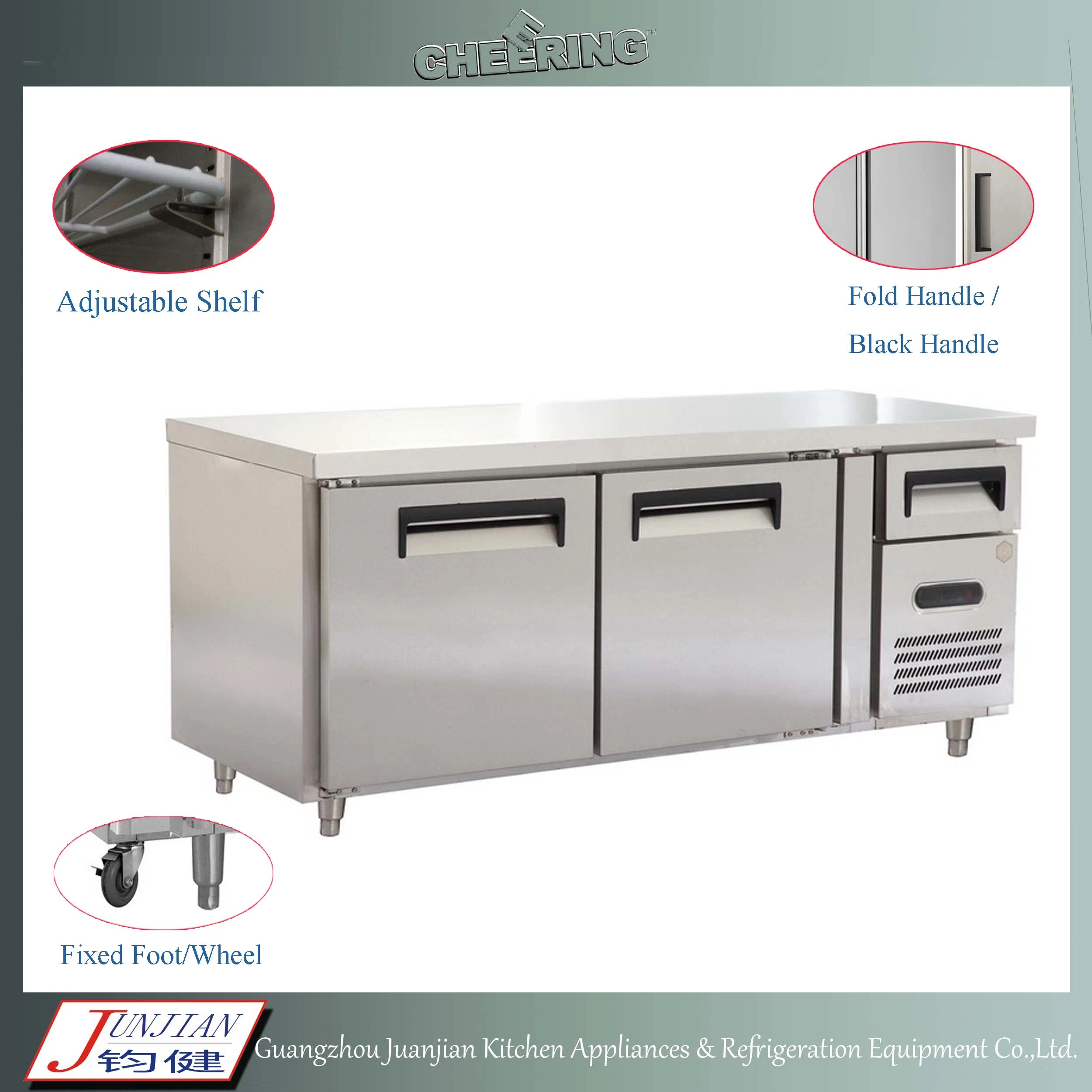 Customized Size 1.5m Stainless Steel Kitchen Undercounter Refrigerator Work Bench Fridge for Restaurant