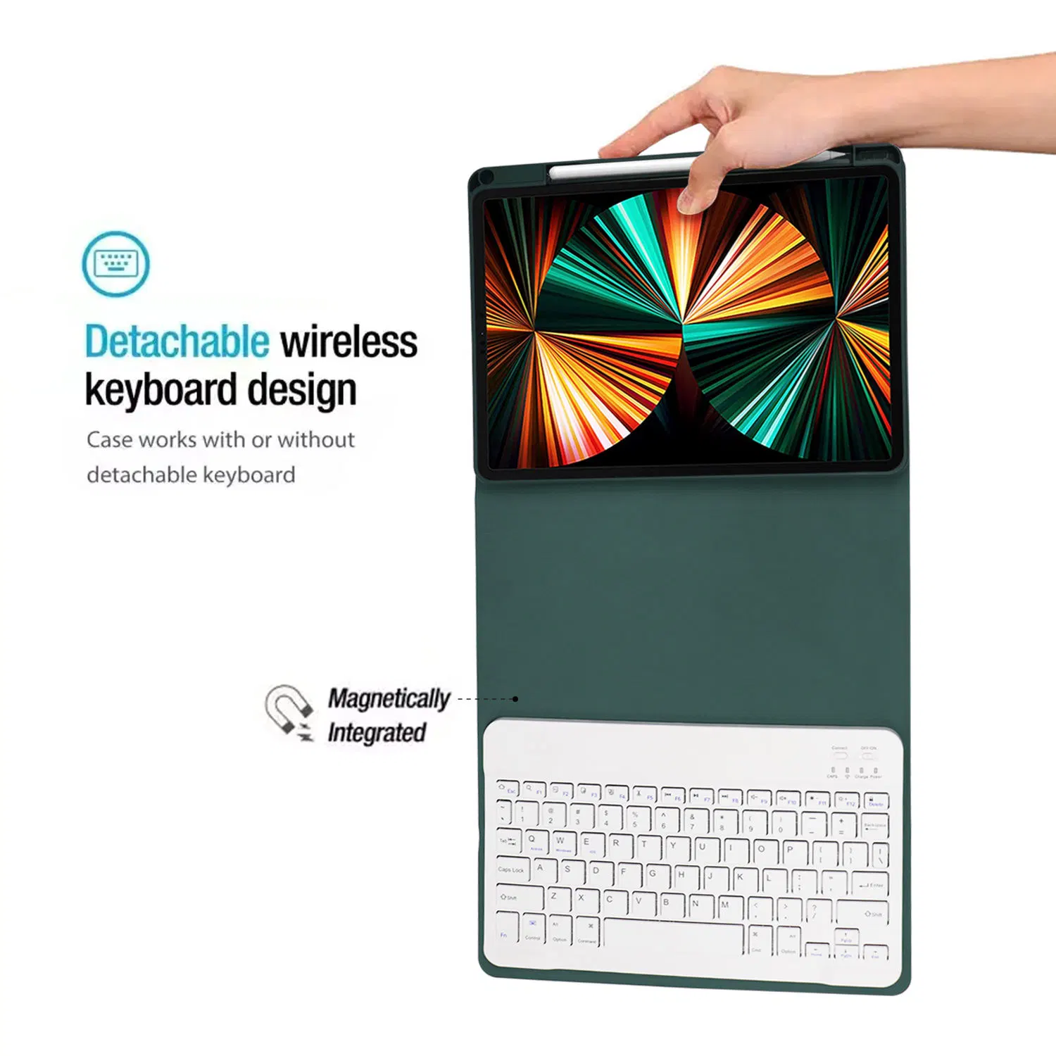 Magnetic Protective Cover Pencil Holder Detachable Wireless Keyboard