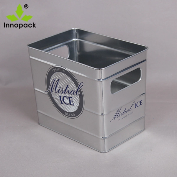 Printed 5L Square Metal Beer Ice Bucket with Handle