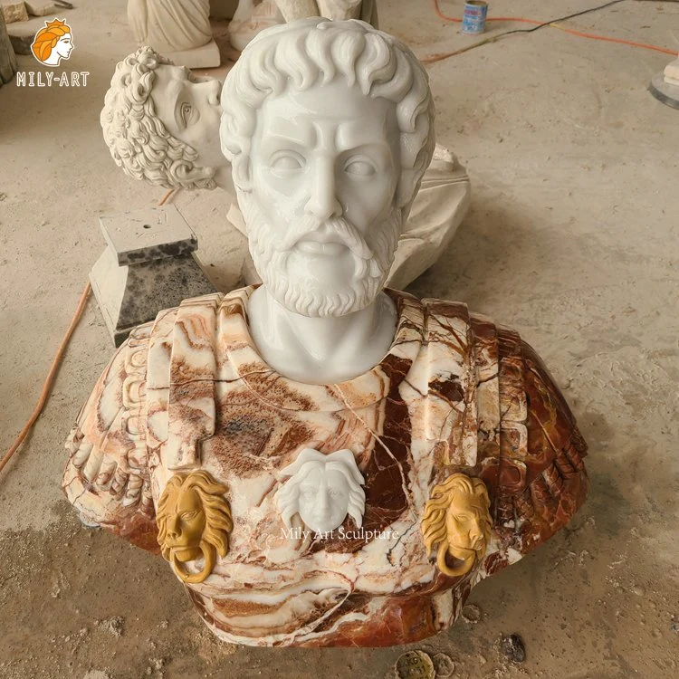 Carved Famous Greek Marble Bust with Pedestal for Decoration