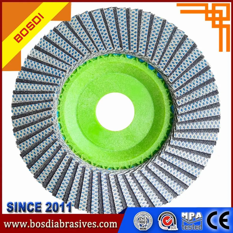 Bosdi Diamond Flap Wheel, Flap Disc Polishing Fro Marble, Granite, Pocelain, Tile, Ceramic,Grit 50/60/120/200/400, Size:4.5" and 5" Export to America and Europe