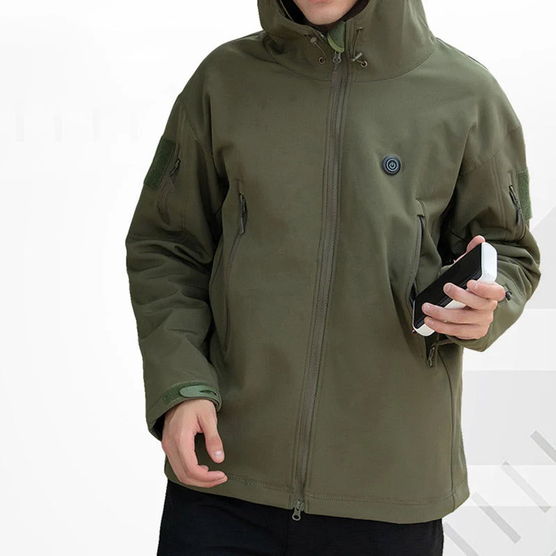 Chaqueta impermeable de invierno recargable de senderismo de caza para hombre