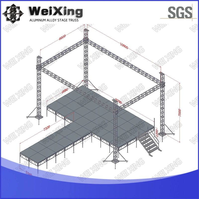 1220x1200mm, 10x5m décoration en aluminium portable événement de plate-forme de mariage de pliage de déplacement de phase mobile