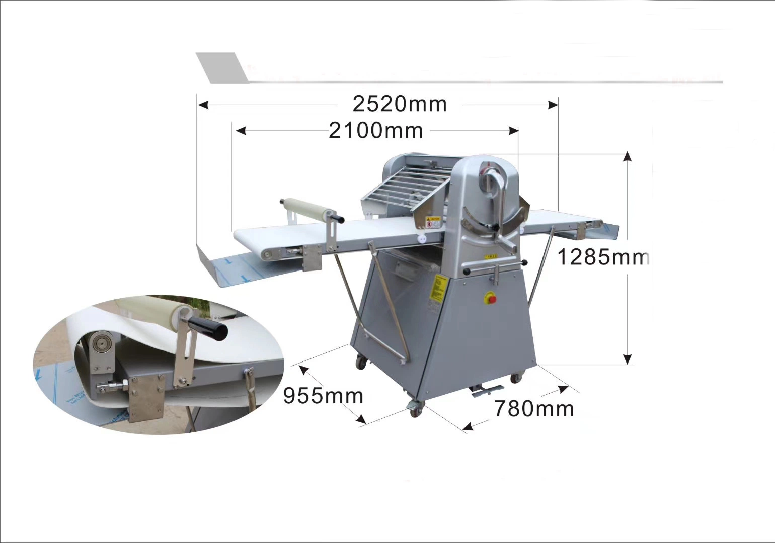 520mm Electric Bread Dough Roller Machine, Cake/Pizza Croissant Dough Sheeter / Pastry Sheeter