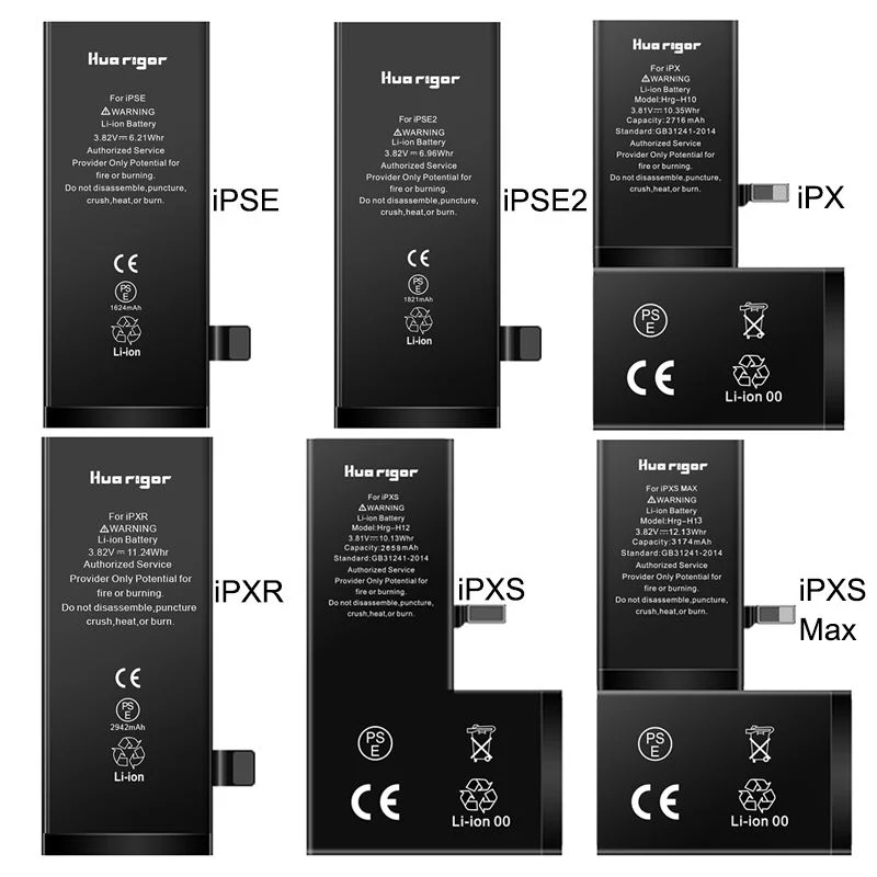 Kundenspezifische Lithium-Handy-Batterie für Telefon 6 6s 6sp 7 7p 8 8p X XR XS Xsmax 11 11pro 12 12PRO 12promax wiederaufladbare Batterien