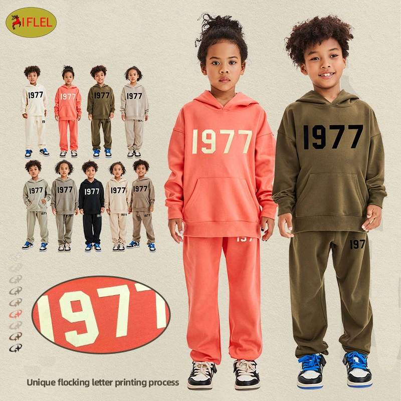 Winter New Children's Clothing Korean Boys and Girls Fleece-Lined Suit Hooded Thickened Sweatpants Sweatpants