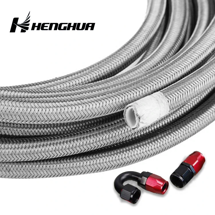 An4 An6 An8 An10 An12 An16 An20 Black Nylon Stainless Steel Braided Cover Tpfe Oil Gas Fuel Line Hose for E85 Ethanol of Racing