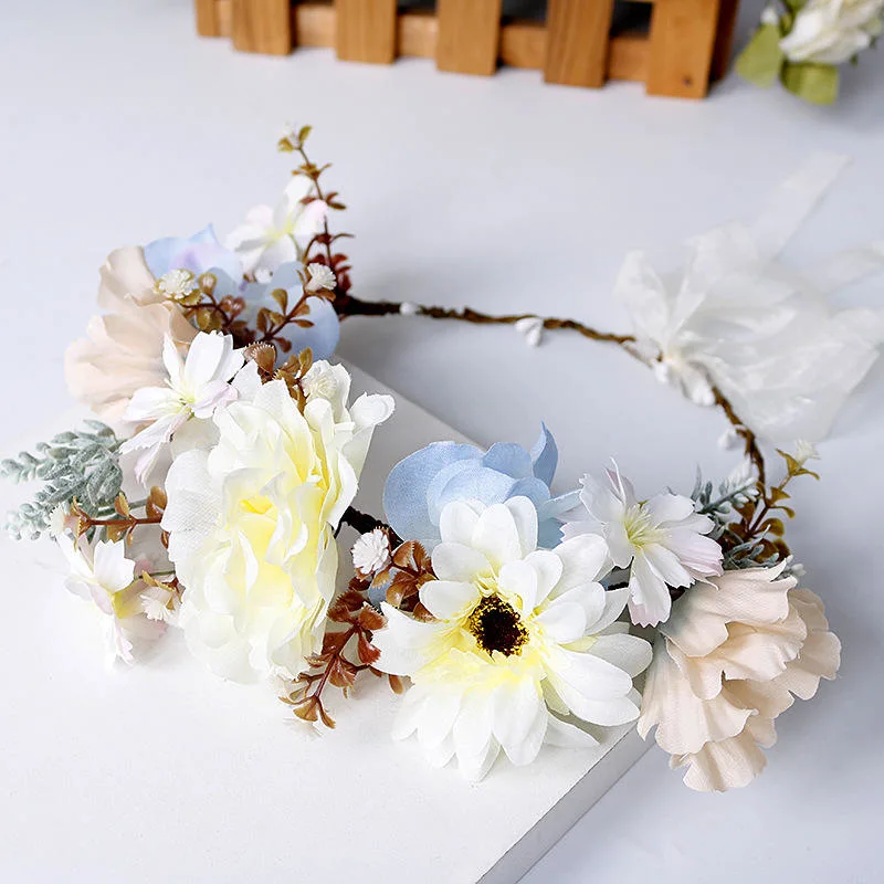 Gorgeous Flower Headbands Braided Hair Vine Hair Ornament for Women Girl New Fashion Flower Crown Bride Wedding Hair Accessories