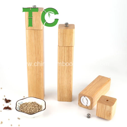 Wholesale Square Pepper Grinder Mill Stainless Steel Wooden Pepper and Salt Grinder Set Seasoning Grinding Bottle Spice Shaker