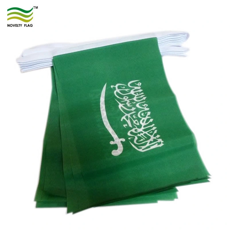 Custom Screen Printing Flags Knitted Woven 100% Polyester Saudi Arabia National Flag