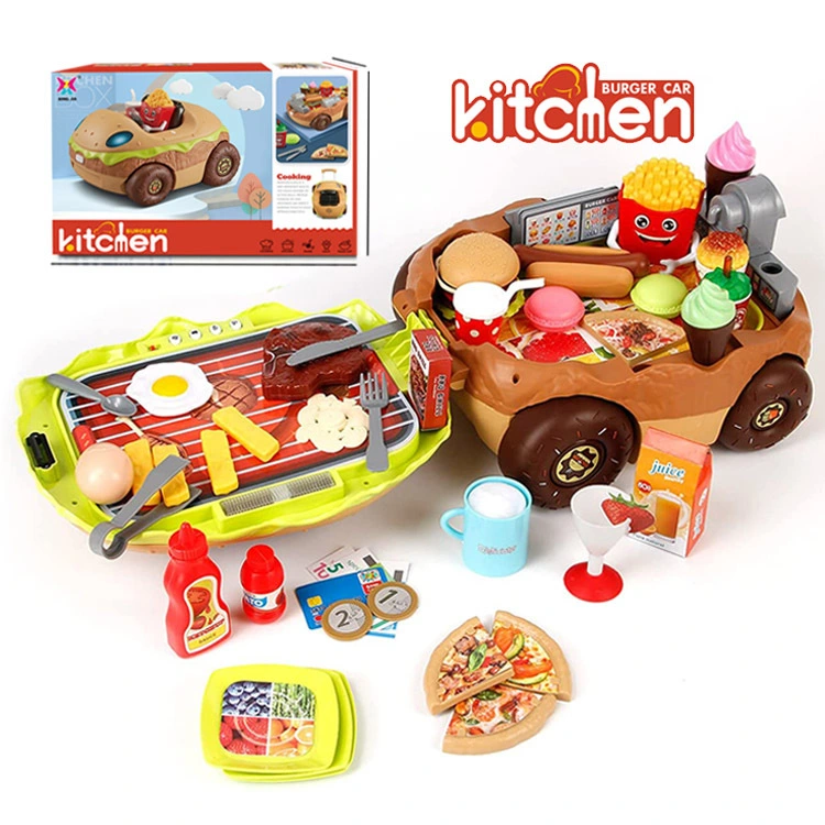 Cross-Border Play Home Simulation Küche Spielzeug Kinder Können Bargeld Erhalten Registrieren Kochen Reis Kochen Grill Burger Spielzeug Auto