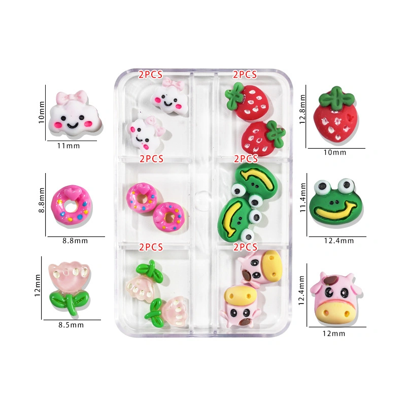 Resin Ornaments Accessories Cartoon Nail Paste Creative New DIY Ornaments 6 Nail Paste Decorations