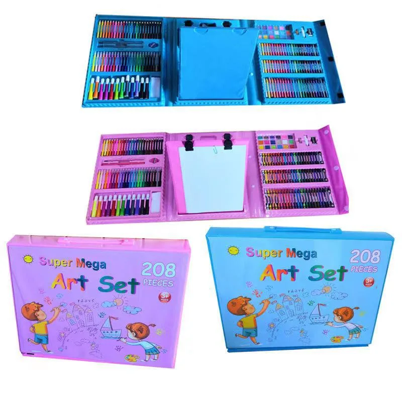 Caneta de desenho de pintura Amazon Hot Sale 208 PCS Desenho Russo Art Set Artist Supplies Kids Printing Stationery for Children