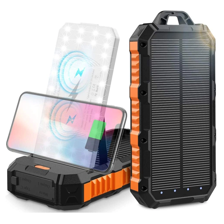 Outdoor Portable 30000 300000mAh Wireless Solar Powered Battery Charger for Phone
