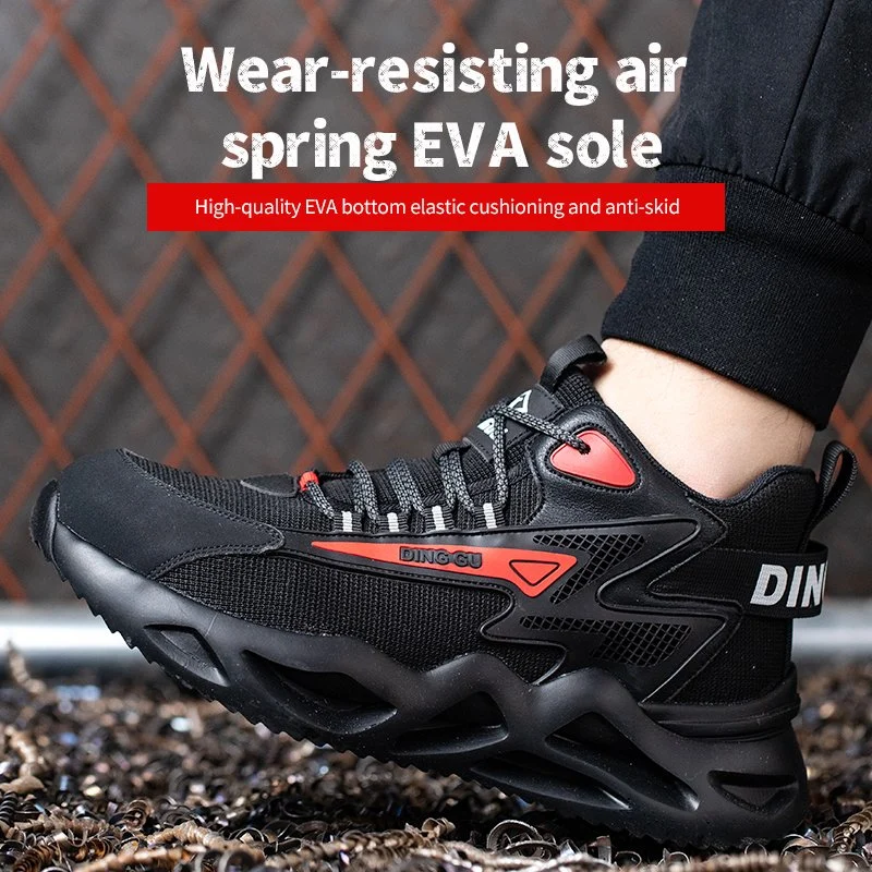 Sapatilhas de segurança em aço para homem, calçado de trabalho antidesmalid à prova de perfurações, sapatilhas de construção industriais leves e respiráveis