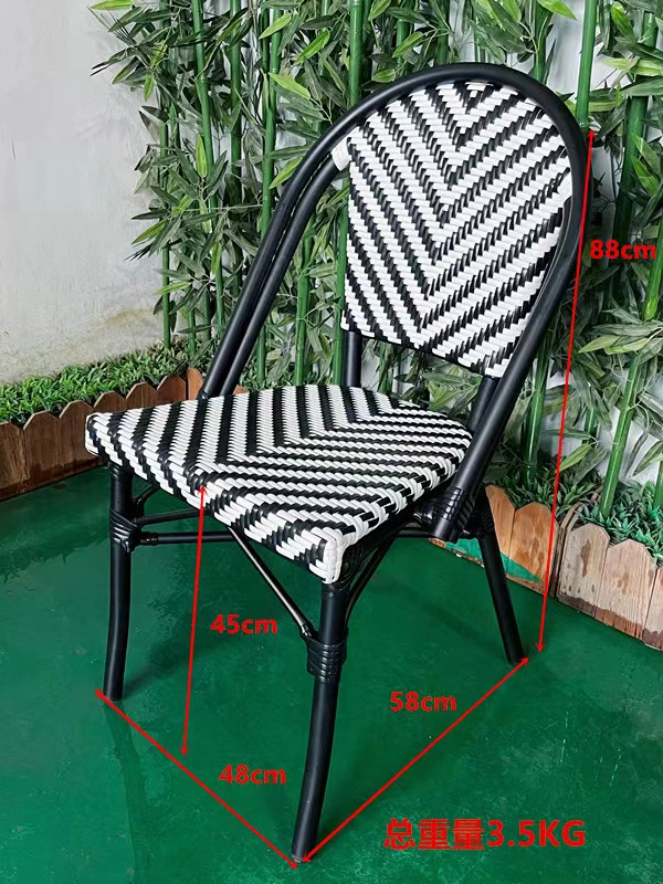 Outdoor Garden Furniture PE Rattan Dining Chair Stackable Rattan Outdoor Chair Cast Aluminum Modern Design