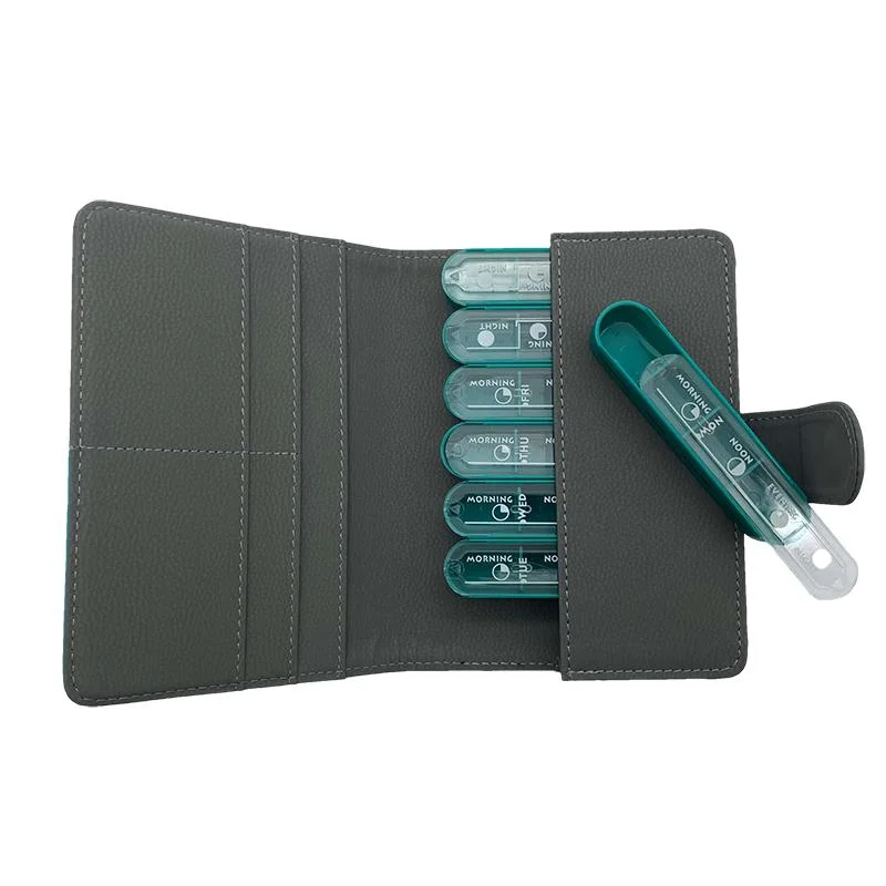 Portable Sewn Leather Pill Organizer Sealed Small Medicine Case Pharmaceuticals Container