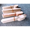 100 Pack Wooden Cutlery Set - Forks, Spoons, Knives Biodegradable Tableware Wooden Cutlery