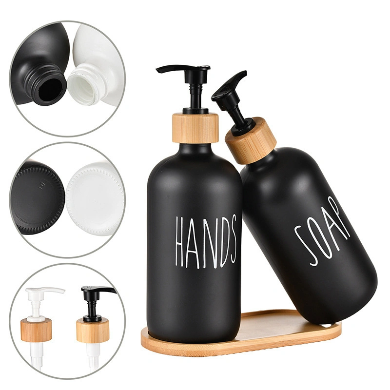 Ready Stock 16oz Glass Containers Cosmetic Hand Sop Bottles Amazon Sale Matt Black Shampoo Lotion Bottle with Pump Dispenser Head and Customized Labelling