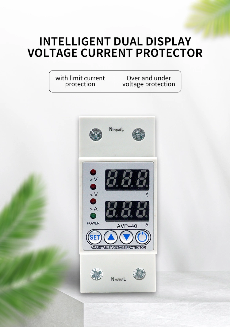 40A 63A 230V DIN Rail Adjustable Automatic Recovery Reconnect Over Under Voltage Protective Protector Voltage Protector