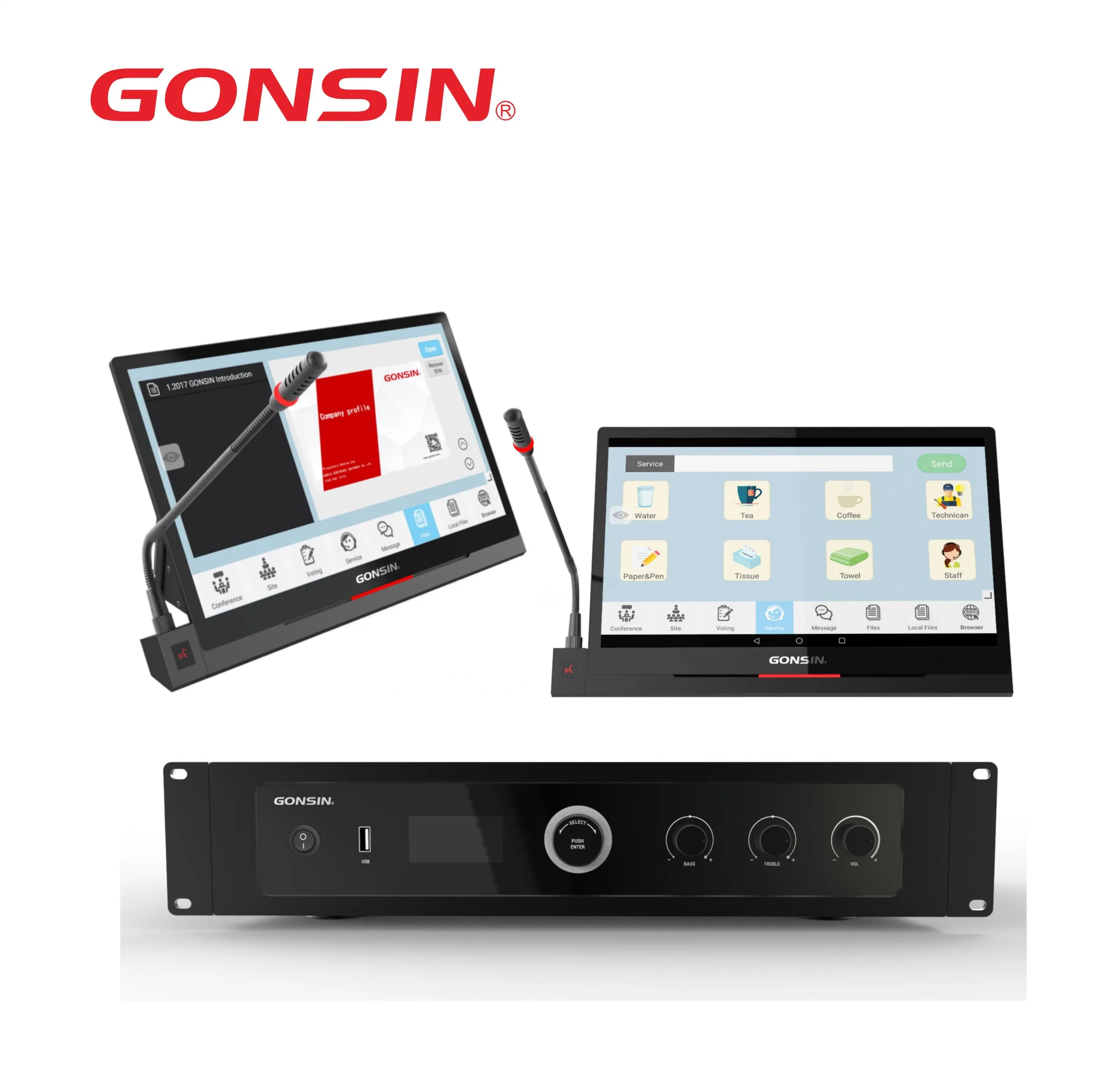 Desktop Paperless LCD Touch Screen Audio Conference System with Discussion Translation Microphones