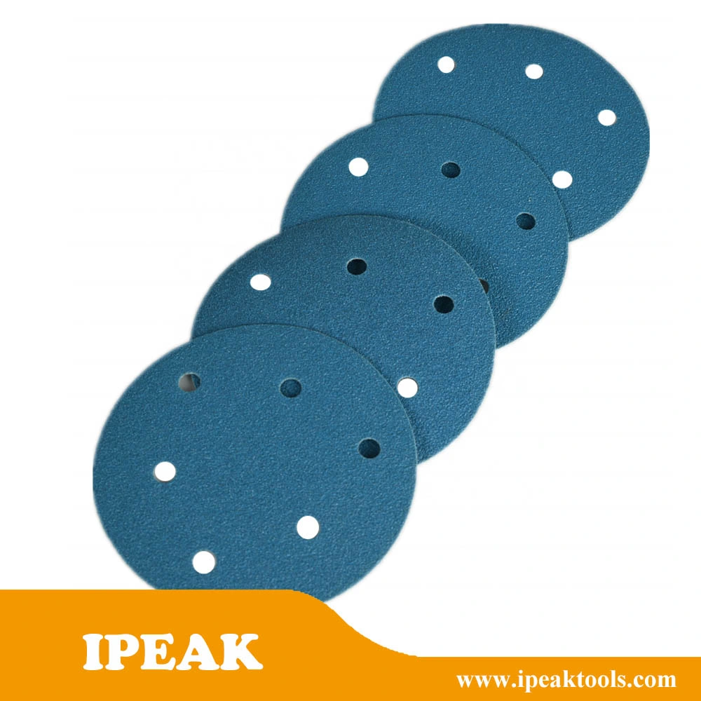 5inch 125mm 8holes Blue Zirconium Film Sandpaper Abrasive Disc with Excellent Cutting for Sanding Heavy Metal