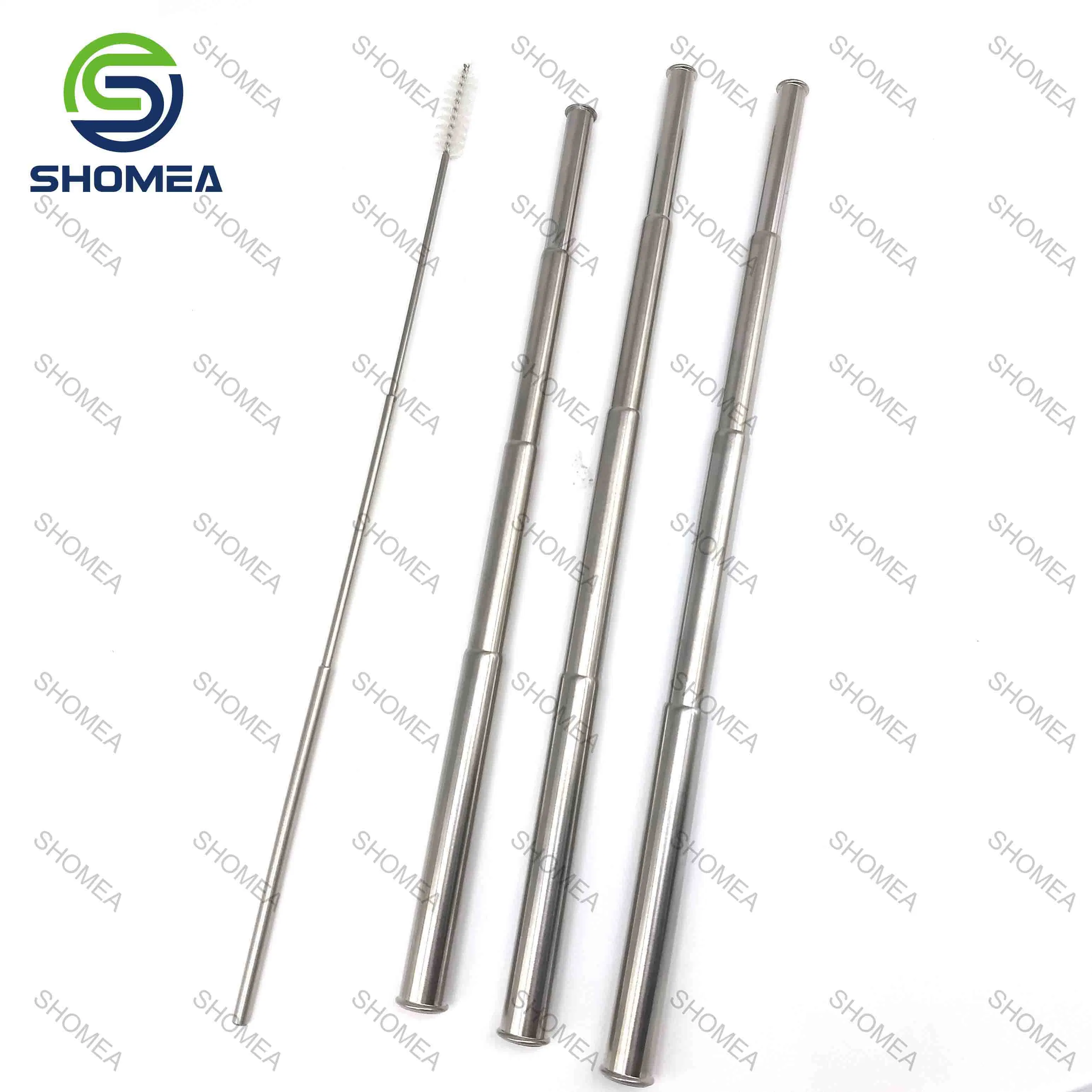 Custom Stainless Steel Telescopic Straw with Bristled Brush