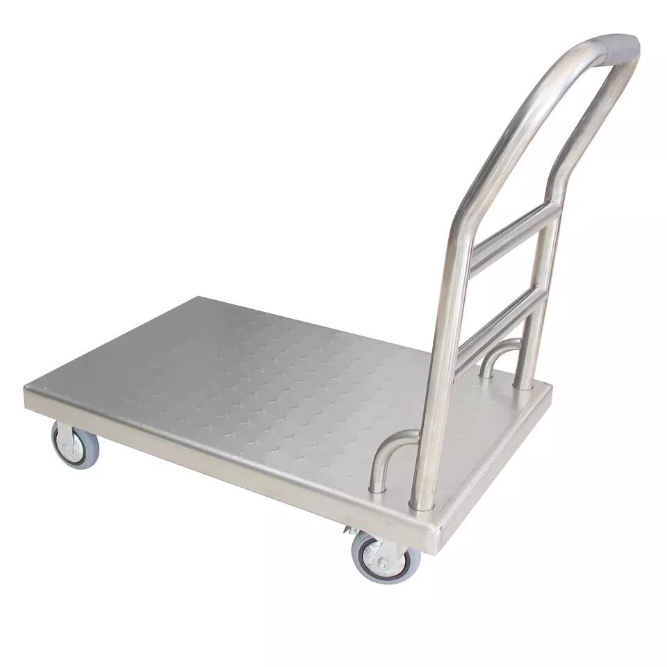 300kg Folding Platform Trolley Hand Cart Portable Flatbed Cart Heavy Duty Hand Truck Foldable Dolly with Big Wheel