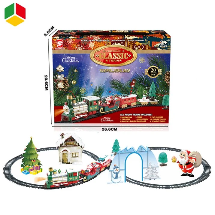 QS OEM Children Christmas Train Set Toy Kid DIY Slot Track Fun Classical Electric Musical Railway Train Set Toy with Sound Light