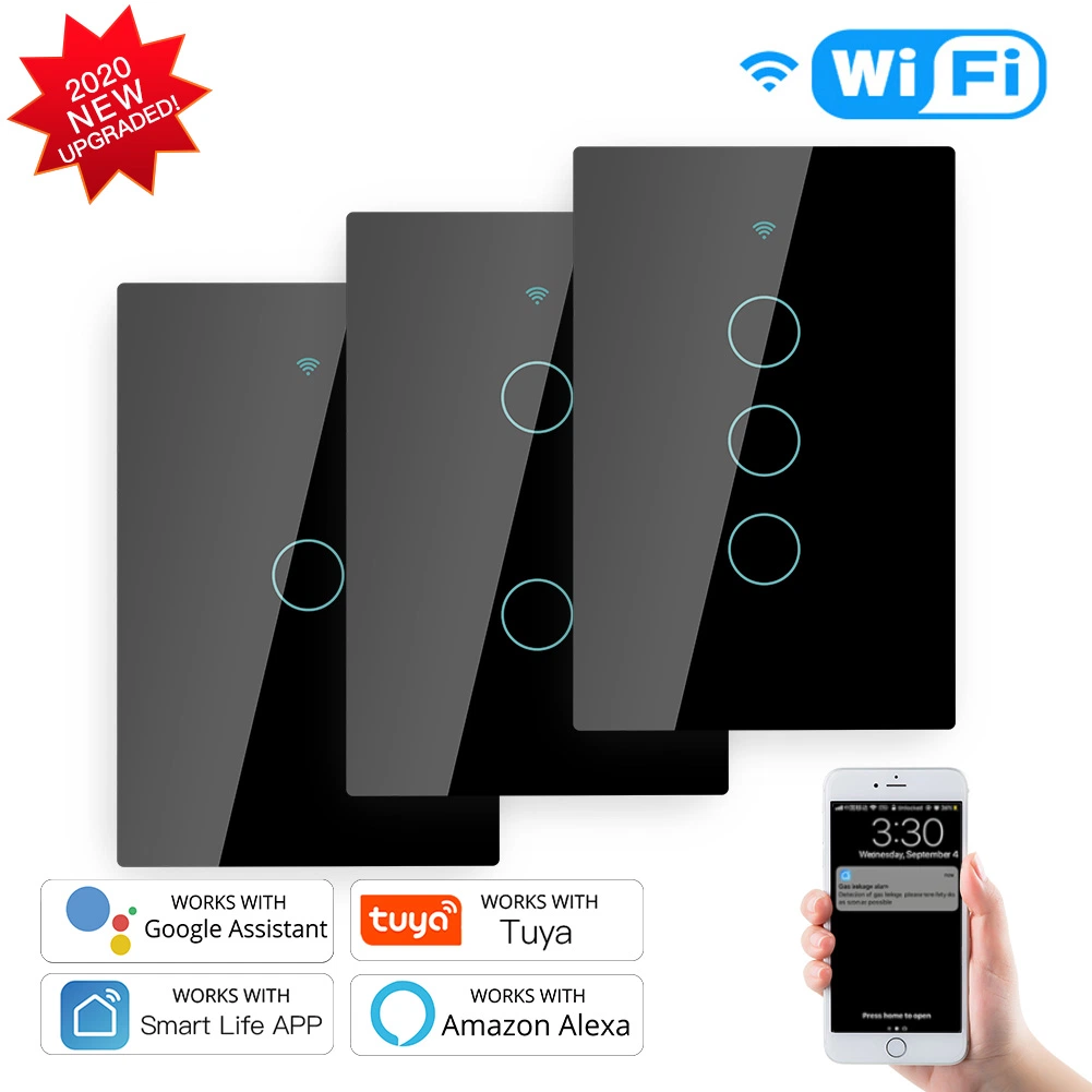 1/2/3/4 Gang WiFi Smart Switch 2/3-Wege Tuya Smart Home Automatisierung Google Home Weiß Schwarz Gold Touch Licht Wandschalter Moes Kondensator Switch US UK EU Standard