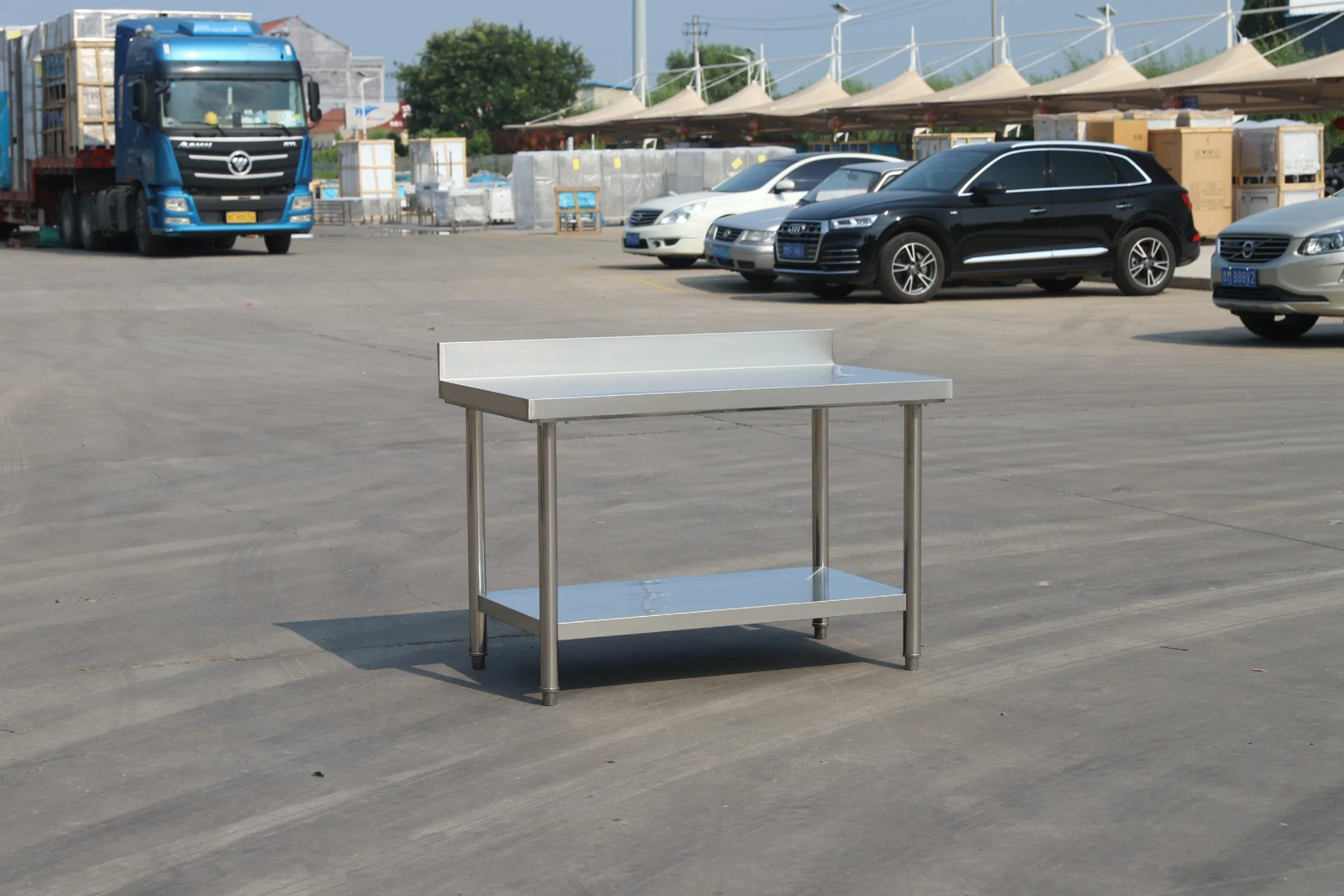 Table de préparation de cuisine en acier inoxydable pour équipement de restauration commerciale réglable en hauteur de 0,6 m, 0,8 m, 1,0 m, 1,2 m, 1,5 m avec dosseret.