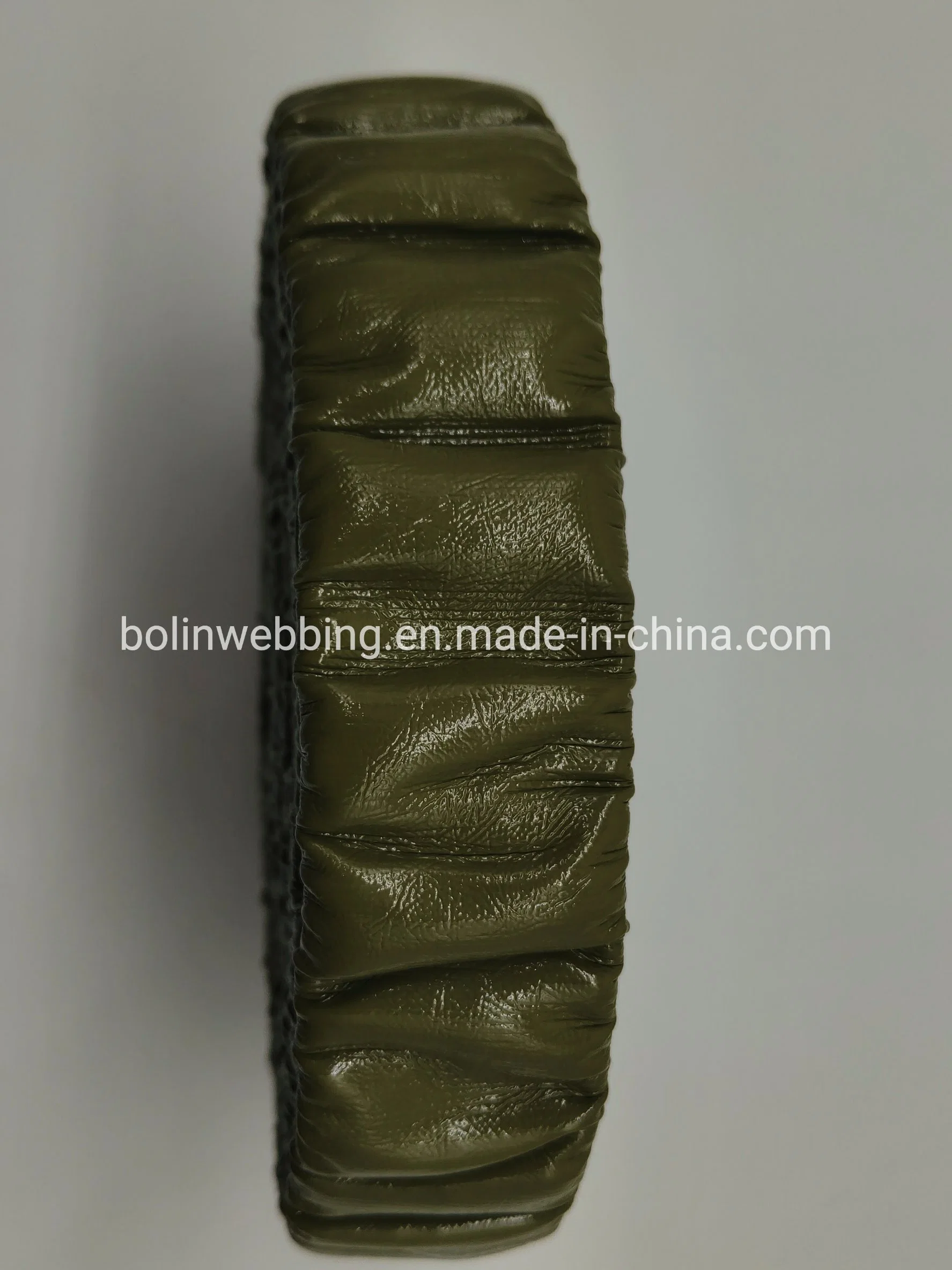 30mm Olive Green PU Elastic for Sandal OEM Wave Faux Leather for Platform Sandal, Women Quarter Strap Flat Platform PU for Shoe Accessories