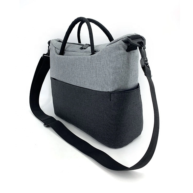 Custom Mens Women Grey 300d Melange PU RPET Sport Messenger Carry Bag with Drawstring Opening RPET Shoulder Bag