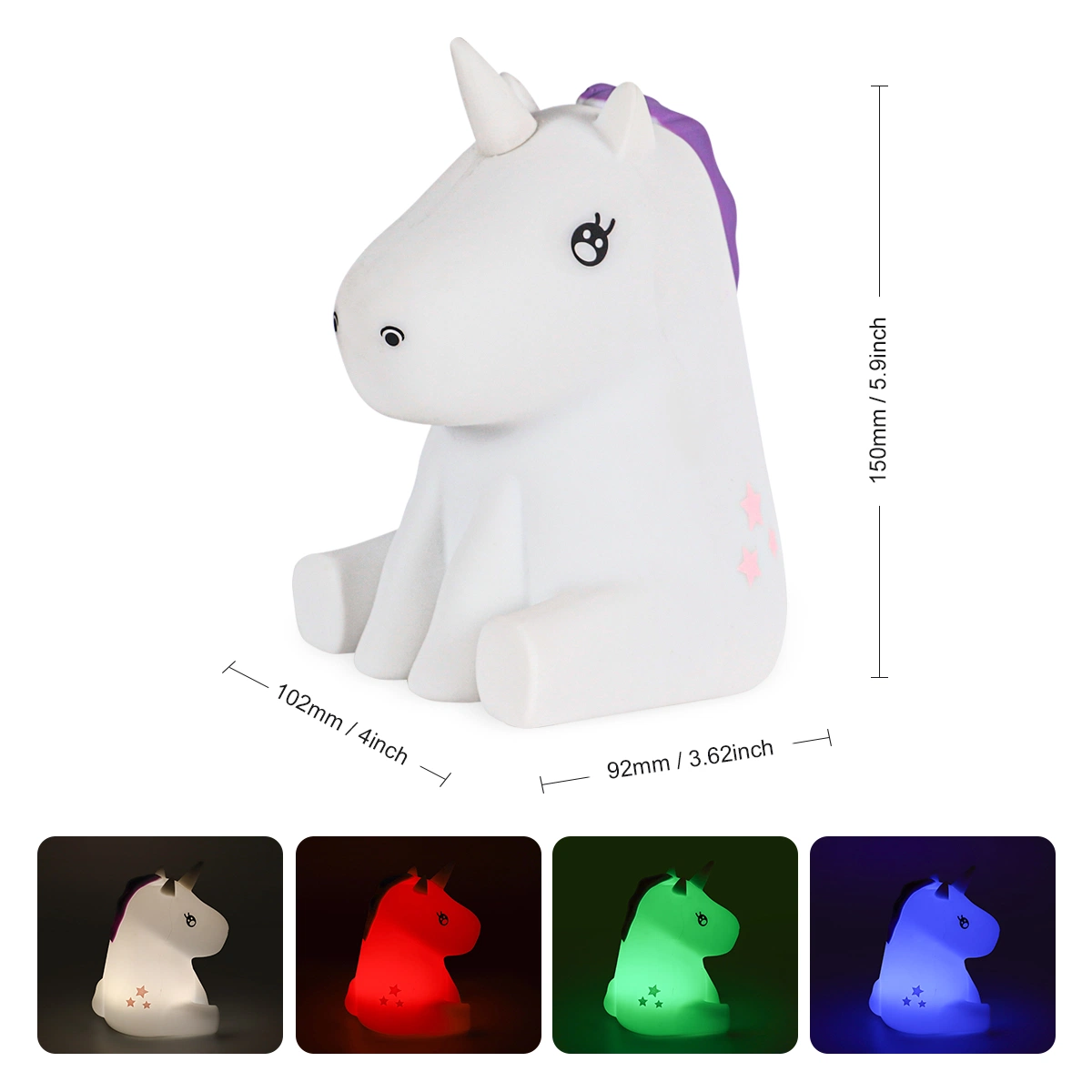 Hot Sell Silicon RGB Color Changing LED Unicorn Night Light