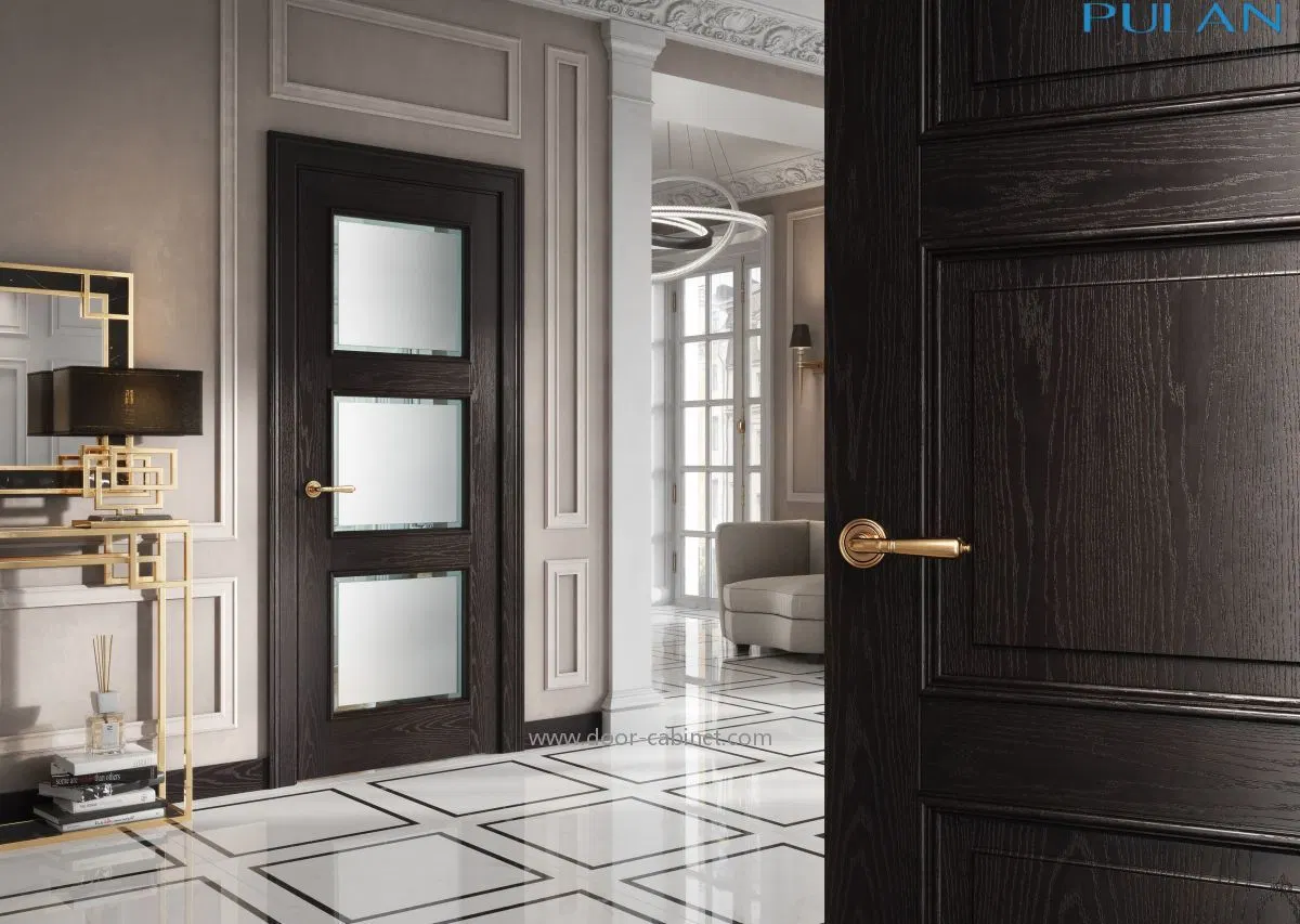 Chinese Factory Classic Glazed Grained PVC Covering Wooden Door