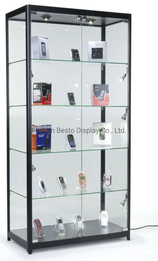 Chinese Custom Display Glass Showcase Made of Aluminum and Temperd Glass for Retail Shop, Home, Office