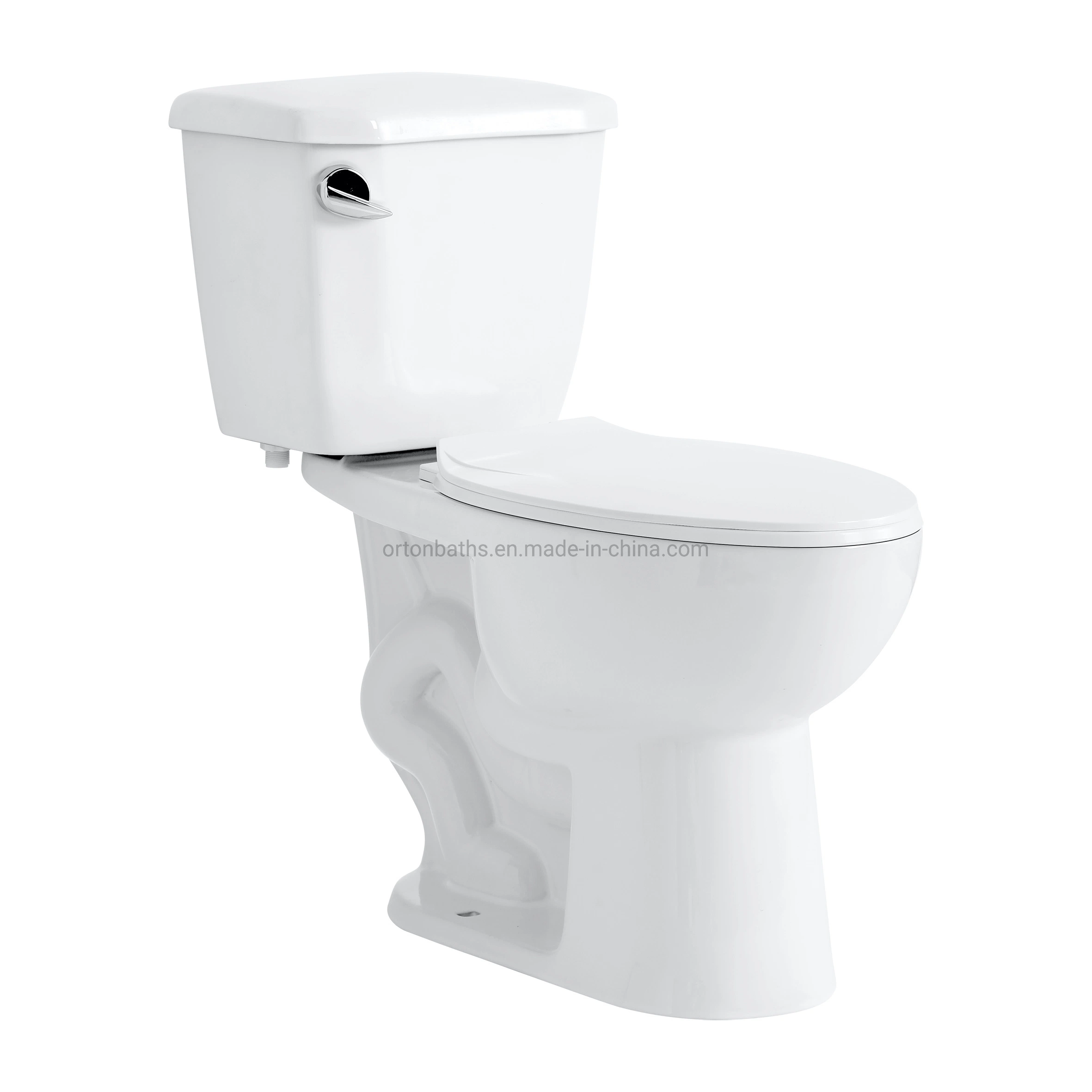 Ortonbath North America Siphonic Dual Flush S Trap Two Piece Toilet Wc Water Closet Toilet with Soft Close Seat Cover