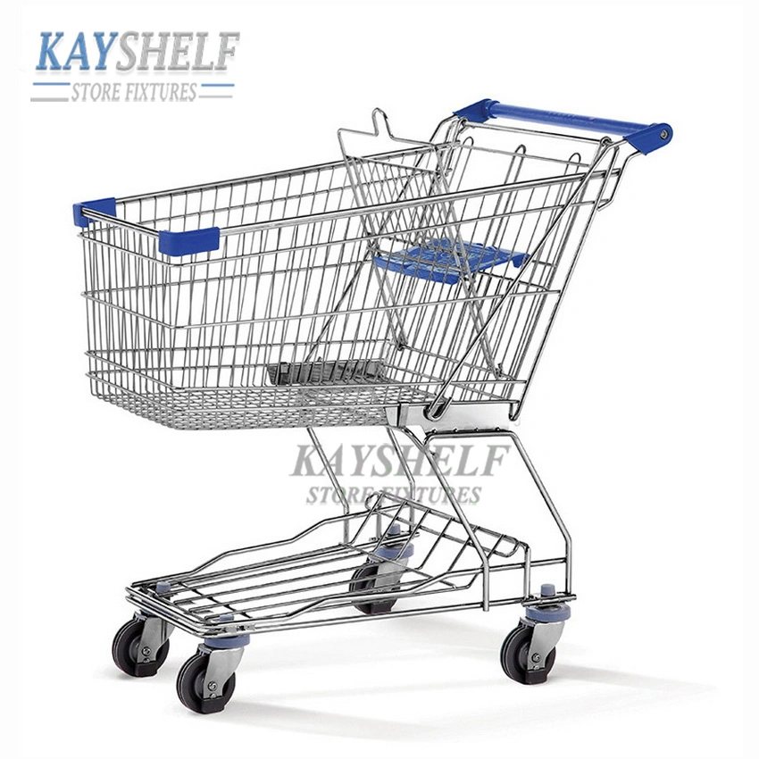 Großhandel Hand Push 4 Räder Supermarkt Metall Trolley Shopping Carts